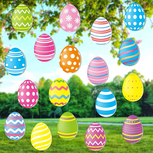 The Holiday Aisle® Easter Colorful Eggs Hanging Decorations Wayfair